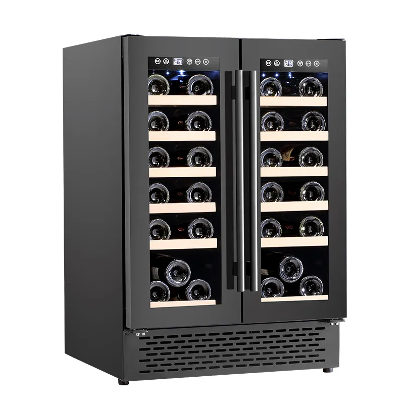 Enfriadores de vino y bebidas personalizados, refrigeradores de 120L, 36 botellas, de doble zona, OEM