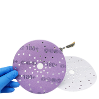 Disque abrasif en céramique violet multi-trous de 150 mm (6 pouces) à dureté moyenne pour réparation automobile, support OEM