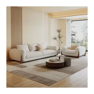 Nieuwe Houten Sofa Sets Lederen Combinatie Set Modern Interieur Meubelen Lederen Moderne Stof Sectionele Bank