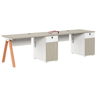 Poste de travail en îlot de bureau, bureau informatique moderne en bois, station de travail avec cloison pour employés, ensemble de mobilier de table pour personnel, vente en gros