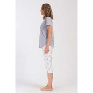 Traje de dormir capri ovalado de manga corta con cuello redondo para mujer - Product Image 2