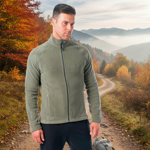 TIVO pile Polartec da uomo leggero antivento impermeabile abbigliamento Casual da esterno con colletto con cappuccio con chiusura a cerniera autunno - Product Image 3