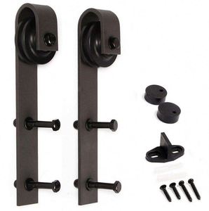 WEKIS Kit de Herrajes para Puerta Corredera de Gran Resistencia de Acero al Carbono Negro Satinado de 6.6 Pies, Silencioso, para Puertas de Granero, Dormitorio y Cocina - Product Image 2