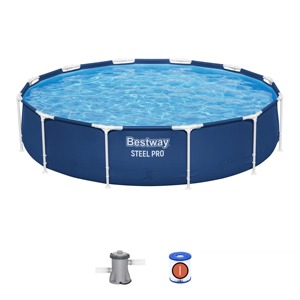 <span class=keywords><strong>Piscine</strong></span> hors sol <span class=keywords><strong>ronde</strong></span> en PVC pour la famille, modèle <span class=keywords><strong>Steel</strong></span> <span class=keywords><strong>Pro</strong></span> MAX, 3,66 m x 76 cm, certifiée CE, pour jardin (référence 56706) - Product Image 1