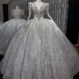 Vestido de Novia Wx358, Vestido de Boda de Lujo con Lentejuelas y Encaje, Cuello en V, Mangas Largas, Estilo Princesa Jancember - Product Image 2