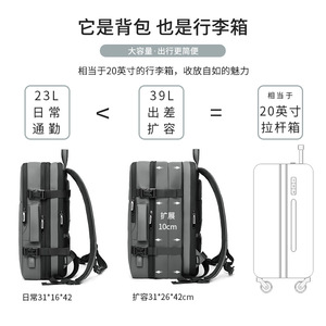 Mochila multifuncional expandible para viajes de negocios con compartimento para portátil y puerto USB gris negro azul - Product Image 4