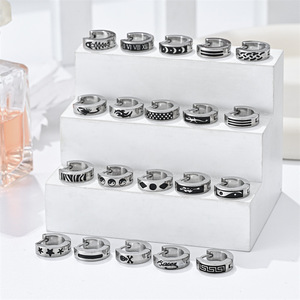 20 Modelos de Pendientes de Aro de Alambre de Acero Inoxidable Impermeables, Estilo Hip Hop Punk, Redondos, Circulares, con Clip - Product Image 1