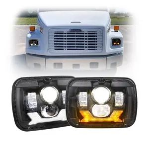 Lampu depan Led, 5x7 untuk 1996-2005 Freightliner FL70 Aksesori suku cadang truk kerja berat untuk Freightliner FL106 FL80 FL60 FL50 FS65