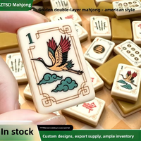 Nouvel ensemble de mahjong portable de style américain en acrylique double couche Golden Crane transfrontalier avec emballage personnalisé