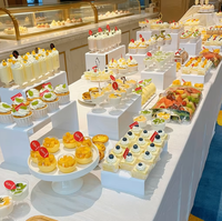 Boîte de présentation en acrylique blanc avec base creuse, pour gâteaux, desserts et buffets
