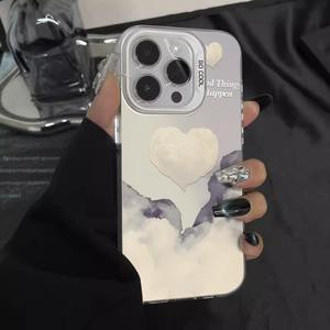 เคสฝาครอบโทรศัพท์มือถือ TPU ลายหัวใจเคลือบสีเงินพิมพ์ลายหัวใจสำหรับ iPhone XR XS MAX 11 12 13 14 15 16 17 Air - Product Image 4