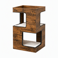 Meuble pour chat moderne en bois, type table de chevet, avec lit, griffoir, perchoir, 3 niveaux et base antidérapante