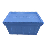 Caisse en plastique empilable à couvercle rabattable UGET, recyclable, design incliné, pour le stockage logistique en entrepôt et en supermarché