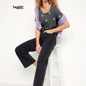 OEM personalizado cuello en V manga corta transpirable secado rápido 100% algodón camiseta de las mujeres con logotipo personalizado y colores 2024 - Product Image 4