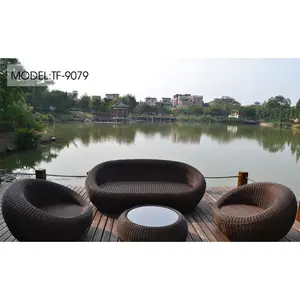 Hand crafted wicker sofas round rattan garden sofa