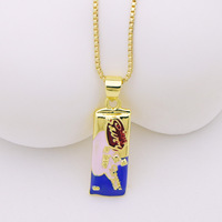 Liontin Kalung Tembaga Berbentuk Peta Venezuela dengan Hiasan Zirkon Bintang untuk Wanita & Pria, Kalung Pesta Budha Tibet yang Lucu