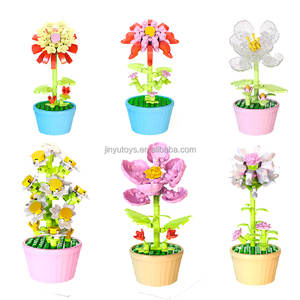 Jouets éducatifs, nouveaux blocs de construction, <span class=keywords><strong>fleurs</strong></span> en pot, roses, tournesols, œillets, plastique ABS, jouet de construction DIY pour enfants - Product Image 1