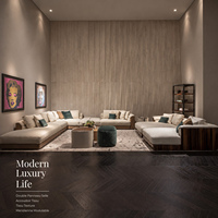 Sofa Kain Tekstur Kulit Sapi, Panel Sandaran Tangan Modular, Bentuk L, Hotel Mewah, Pesanan Khusus, Grosir, Sofa Sudut