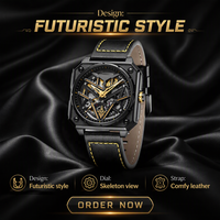 Montre mécanique automatique de luxe pour homme, personnalisable avec logo OEM, boîtier en silicone ajouré, résistance à l'eau 5 ATM