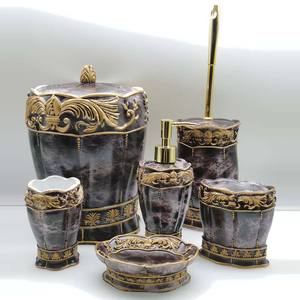 Set di Accessori da Bagno di Lusso in Resina con Motivo Bambù, 6 Pezzi, Kit Completo per Doccia e Lavabo, Arredo Bagno per Hotel e Casa - Product Image 6