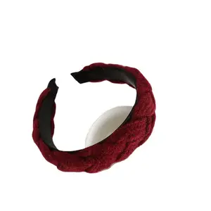 Automne et hiver doux laine bandeau tempérament fille pâte frite torsades tresse bandeau net rouge large bord tricot bandeau