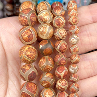 Perles rondes en agate Dzi tibétaine à facettes en pierre naturelle de 8 mm, perles intercalaires lâches pour la fabrication de bijoux, bracelets et colliers DIY