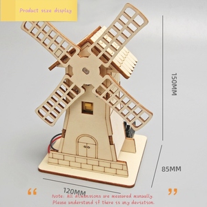 Khoa học và giáo dục đồ chơi công nghệ sáng tạo sản xuất nhỏ điện cối xay gió cabin vật liệu thủ công Gói sản phẩm mới - Product Image 3