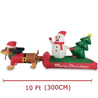 Décoration de Noël gonflable pour extérieur : Chien teckel en luge et bonhomme de neige lumineux – Prix de gros usine