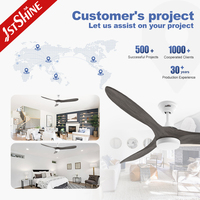 Ventilateur de plafond 1stshine avec lames en bois massif, qualité durable, design élégant, qualité professionnelle, commande par application intelligente, avec lumière LED