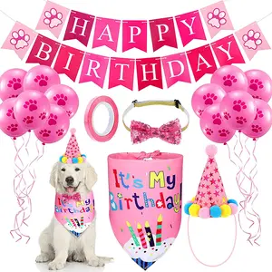 Groothandel dier cake toppers hoeden-Dier Hond Feestartikelen Gelukkige Verjaardag Ballon Sjaal Hoed Kraag Banners, Hond Party Pet Verjaardagsfeestje Supplies Decoraties