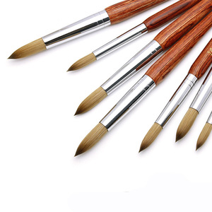 Ensemble de 9 pinceaux à ongles en poils de zibeline, manche en bois rouge, pour peinture, dessin, gel, extension, outils de manucure professionnels - Product Image 4