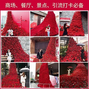 Décoration murale en cascade de roses artificielles Timo, tissu enduit d'huile, accessoires de mariage en plastique pour l'extérieur - Product Image 2