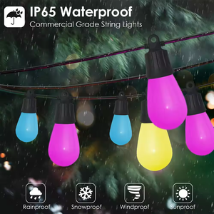 IP65 방수 RGBIC + W 스트링 조명 실내/실외 크리스마스 장식 APP 외부 디밍 S14 램프로 제어 - Product Image 4