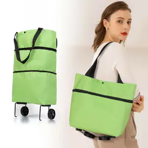 Toptan katlanır römorkör alışveriş sepeti-Çok fonksiyonlu katlanır alışveriş arabası çantası arabası geri çekilebilir Tug çantası süpermarket alışveriş çantası taşınabilir bakkal alışveriş sepeti