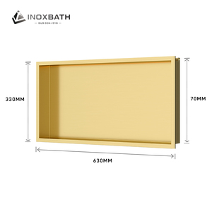 <span class=keywords><strong>Niche</strong></span> <span class=keywords><strong>de</strong></span> douche murale rectangulaire en acier inoxydable 304, finition brossée, avec une seule étagère longue - Product Image 6