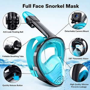 Masque de <span class=keywords><strong>plongée</strong></span> intégral, 180° °   Masque de <span class=keywords><strong>plongée</strong></span> panoramique anti-buée avec support pour caméra pour adultes - Product Image 1