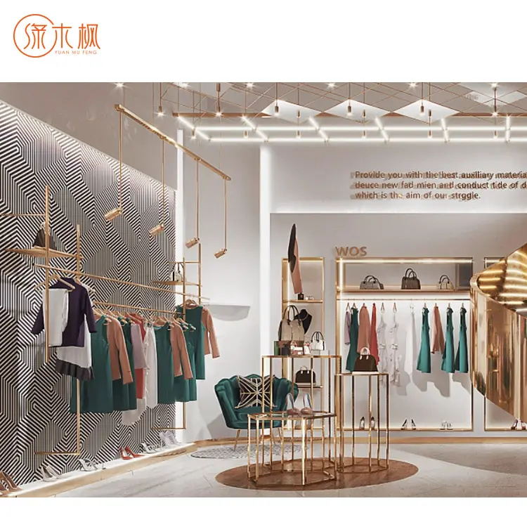 Trendsetting espositore per abbigliamento in oro eleva l'immagine del marchio espositore per abbigliamento opulento produttore di espositori per indumenti in metallo