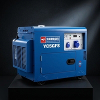Générateur diesel silencieux 5 kVA, 5 kW, démarrage électrique portable, refroidissement par air, groupe électrogène pour usage domestique, réservoir de 15 L, roues, 230 V, 1800 tr/min, 50/60 Hz