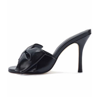 XINZI RAIN Sandales pour femmes avec logo personnalisé Vente en gros Grande taille 43 Sandales à talon en cuir noir à bout ouvert pour femmes pour l'été
