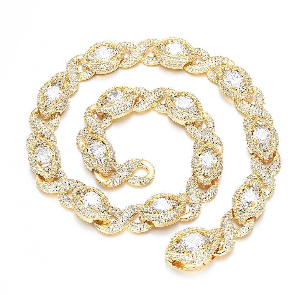 VVS Moissanite Diamond CZ 925 Sterling Gold Necklace Silver Cuban Link  Chain Necklace for Men