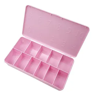 550tips/box 11grid Private Label Empty Nail Art Tips Box Plastic Wholesale Acrylic Tips Storage Display Box