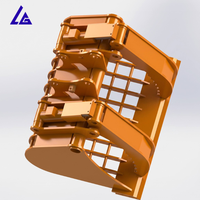 Accessoire de pelle hydraulique 2-en-1 à double pince, godet de terrassement avec pince hydraulique pour roches, racines et défrichage de terrains accidentés