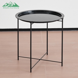 <span class=keywords><strong>Table</strong></span> basse ronde moderne Wayon en fer <span class=keywords><strong>noir</strong></span> avec <span class=keywords><strong>plateau</strong></span> et design à pieds croisés pour la décoration de salon - Product Image 1
