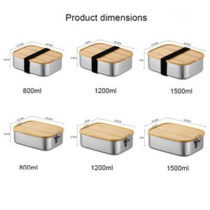 Custom logo Work Travel Eco-Friendly Meal <b>Storage</b> Food Container Leak-Proof Bamboo Lid Premium Stainless Steel Bento Lunch <b>Box</b> - Product Image 2