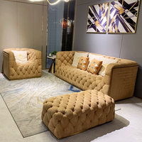 Meuble de salon moderne personnalisé ensemble canapé-lit 3 4 places en cuir à boutons touffes