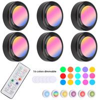Lot de 4 mini-spots LED sans fil 3+1 avec télécommande, éclairage LED mince à changement de couleur pour armoire et surface