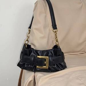 Bolso de Mano Plisado de Moda para Mujer 2025, Correa de Hombro con Cadena Metálica, Bolsos de Mensajero de Cuero Genuino de Alta Calidad y Lujo - Product Image 5