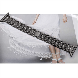 Pulsera de Acero Inoxidable con Diamantes, Pulsera de Metal <span class=keywords><strong>para</strong></span> <span class=keywords><strong>Apple</strong></span> <span class=keywords><strong>Watch</strong></span> Series, 38mm, 41mm, 42m, Disponible - Product Image 5