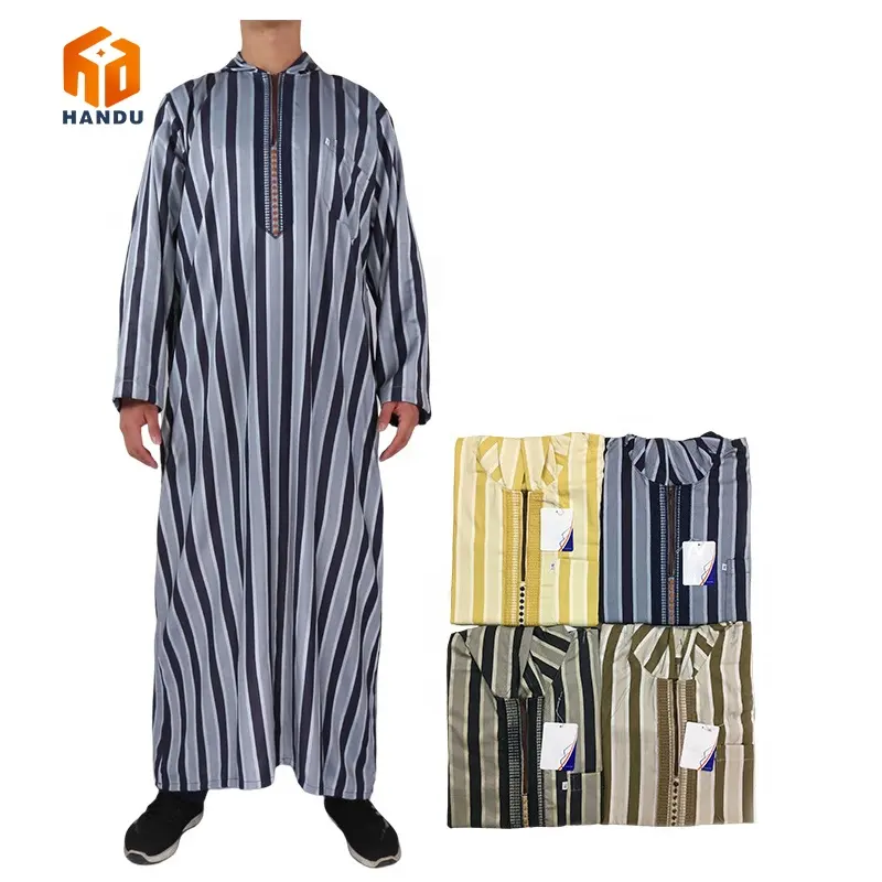 เสื้อคลุมอาบายาสุดหรูสำหรับผู้ชายเสื้อผ้าชาติพันธุ์อิสลามแขนยาวมีฮู้ดสไตล์โมร็อกโก