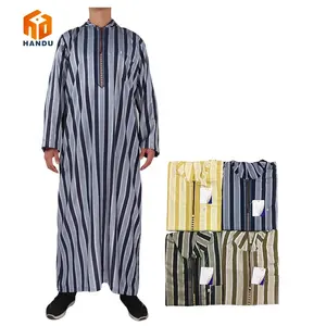 New arrival Luxury Abaya Robe Ramadan Men Islamic Ethnic Clothing Long Sleeve hooded moroccan thobe